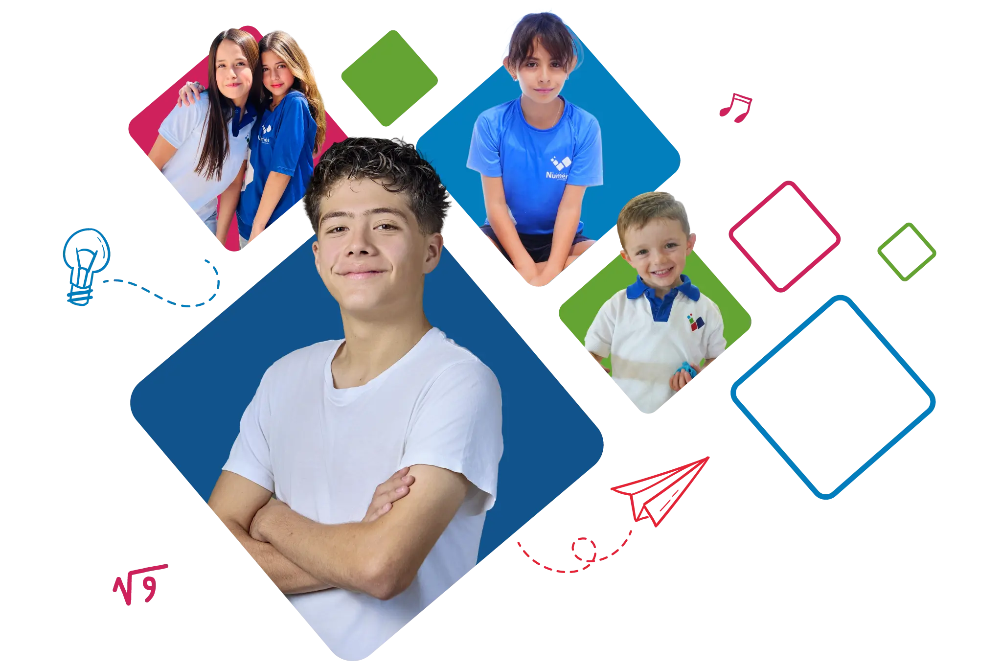 Imagen triangular de alumnos del Colegio Numen